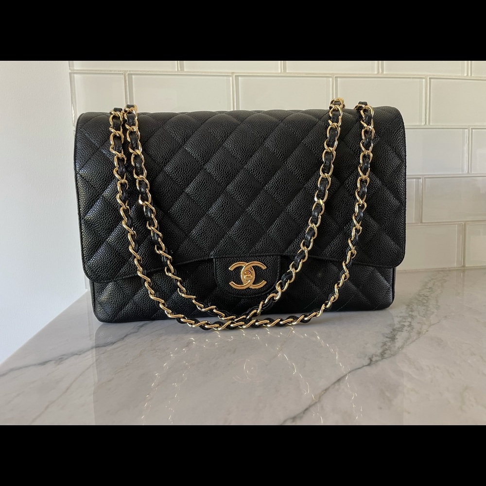 Chanel classic flap maxi bag caviar black w/gold - Picture 3 of 11